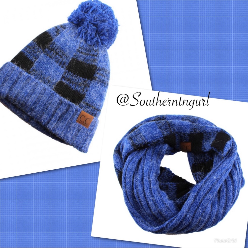 NWT CC BOUTIQUE BRAND Checkered  Matching Scarf and Hat